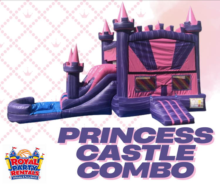 Princess Castle Bounce House W/Slide Combo - Wet